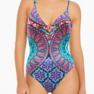 Vera Bradley Zoe Back Scoop Print Swimsuit